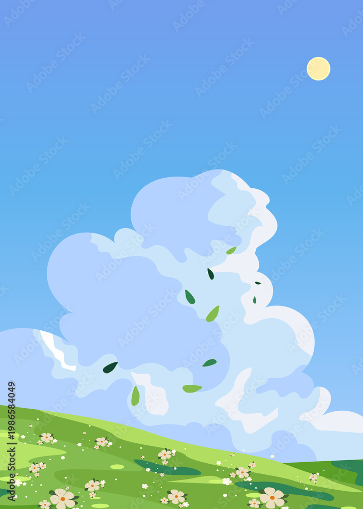 Fototapeta premium vector illustration of a summer landscape scenery