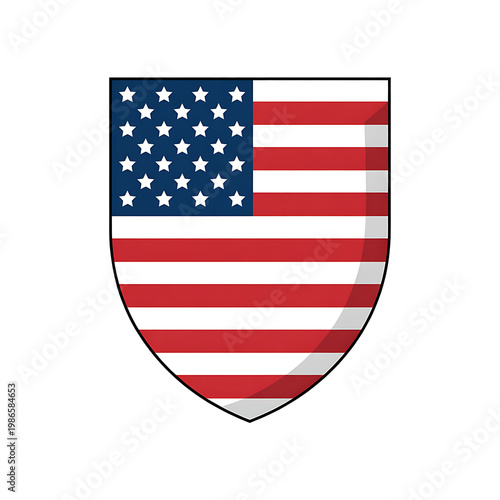 American flag shield icon on white background