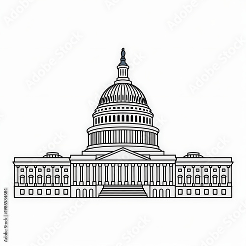 Line drawing of the US Capitol Building in Washington DC