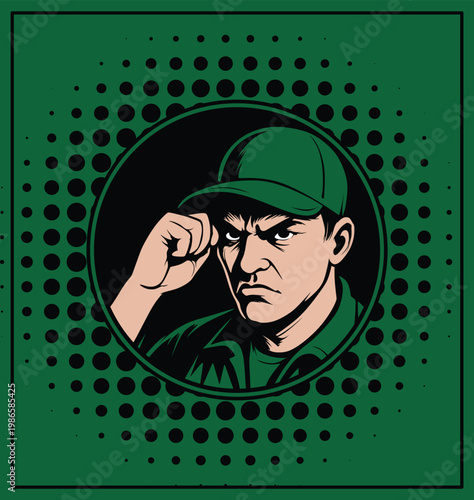 ultras hooligan casual old school football fans sticker logo with dots background vector design