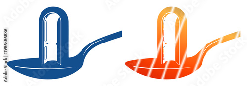 Doorway to opportunity on a spoon, symbolizing culinary discovery and new beginnings