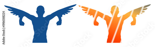 Dynamic winged figure symbolizing strength and progress