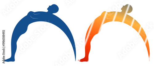 Silhouettes of people in yoga poses symbolizing flexibility and strength