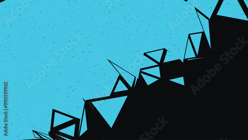 Modern Vector Geometric Fracture Art with Black Angular Shapes