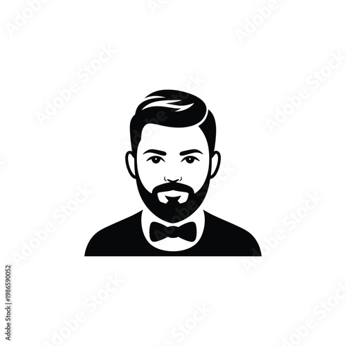 Black and white of a man with a beard and bow tie portrait