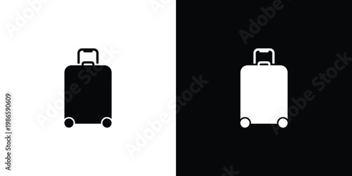 Black and white suitcase on split background luggage