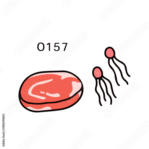 生肉とO157のイラスト