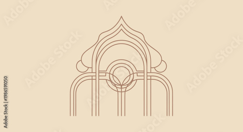 Elegant Abstract Archway Design with Intricate Line Art.