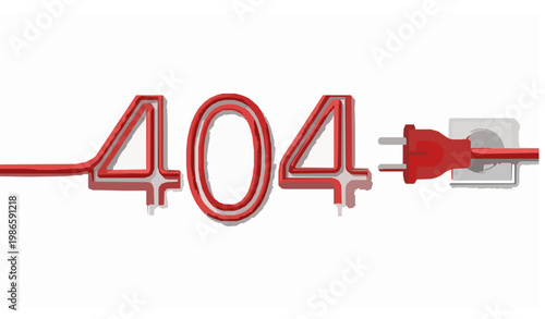 404 Error Connection Lost Plug Socket Vector Illustration