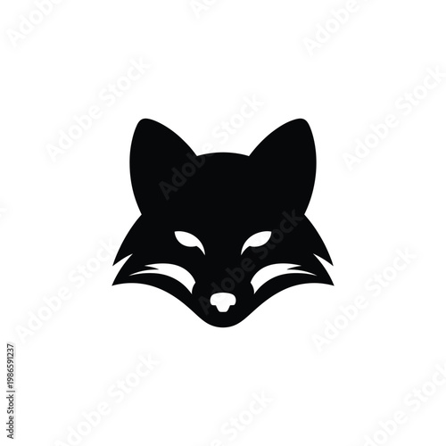 Black fox head silhouette animal