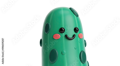 Cute Kawaii Pickle Character with a Smiling Face