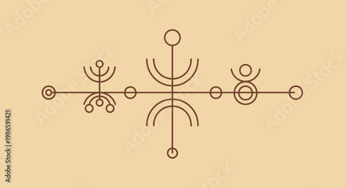 Mystical Geometric Symbol with Circles and Arcs on a Light Background.
