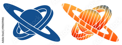 Abstract geometric symbols representing innovation and progress in blue and orange gradients