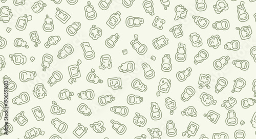 Seamless pattern of various hand drawn food and drink items.