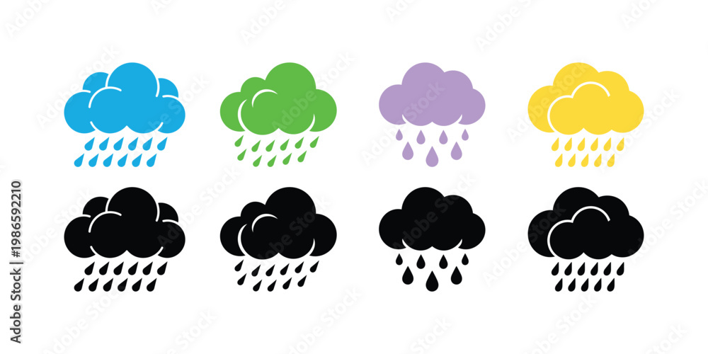 Obraz premium Colorful rain cloud with raindrops clouds weather blue