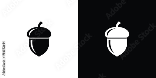 Monochrome Acorn Icons on Contrasting Backgrounds