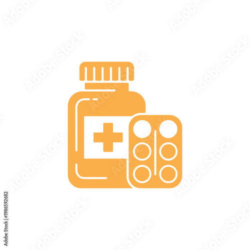 Orange pill bottle and blister pack medicine