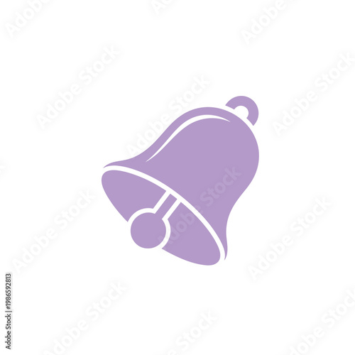 Purple bell icon with white outline on plain white background