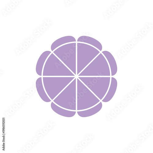 Purple flower shape with white lines symbol