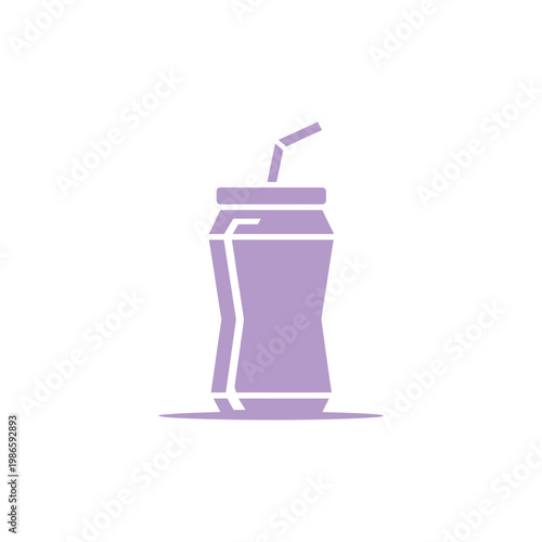 Purple plastic cup with straw drink