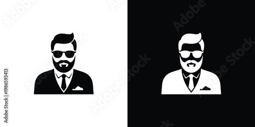 Two businessmen in black and white businessman silhouette