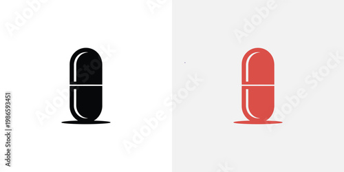 Two colored capsule pills side by side on white background