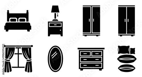 Bedroom Furniture Icons Set