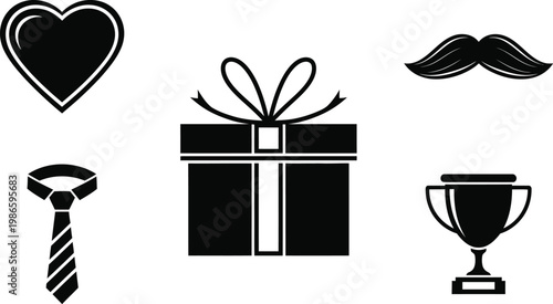 Father’s Day Gift and Men’s Fashion Accessories Vector Icon Silhouette