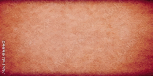 A blank aged parchment with a red grunge texture and stained vintage design provides an antique paper background with copy space on a dark retro wall surface