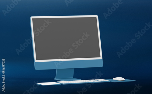 Фотография Modern desktop computer setup photo, suitable as mockup