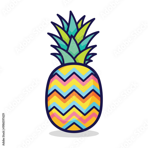 A colorful, stylized pineapple