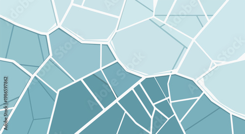 A mosaic of blue polygons with white lines on a plain background