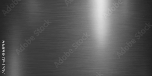 Brushed metal texture background with stainless steel plate, silver metallic surface, industrial polished aluminum pattern and reflective gray steel design