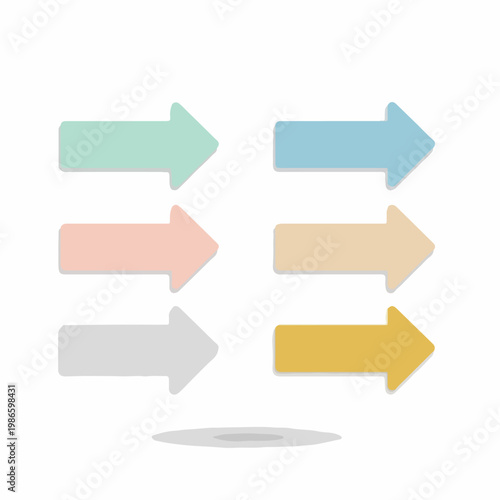 A graphic illustration of six colored arrows