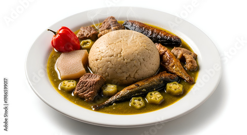 Traditional African fufu with soup.