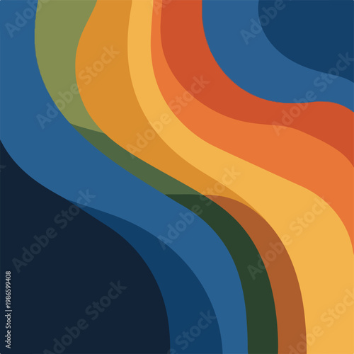 A multicolored abstract design with wavy lines