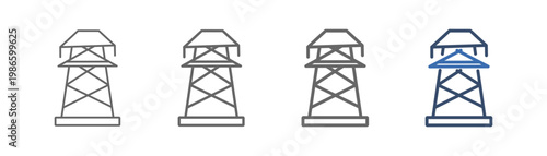 
outline icon set metallic tower of electric structure with electric tower design
