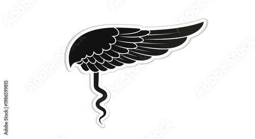 Konstfotografi Black Caduceus Winged Staff Symbol Isolated on White Background