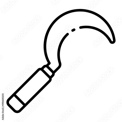 sickle icon. curved blade sickle tool. harvest and agriculture work. farm and labor