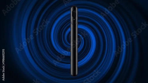 Sleek Smartphone Design with Futuristic Blue Spiral Background