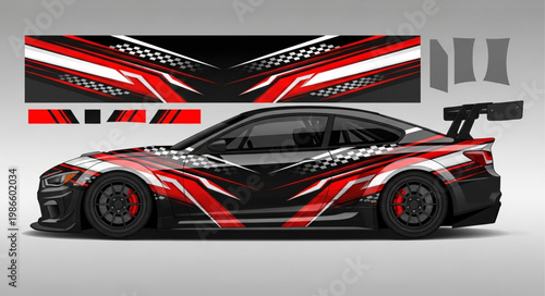 Sport Car With Racing Stripes And Decals.