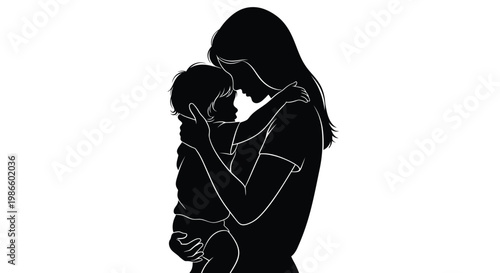 Mother tenderly embracing and kissing her young child in a loving gesture
