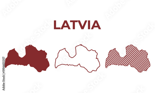 Vector illustration of map Latvia in different styles