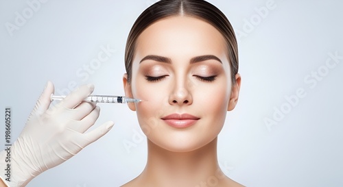 Woman receiving cosmetic facial filler injection for rejuvenation and beauty enhancement.