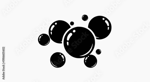 Black Soap Bubbles and Foam Icon Vector Illustration