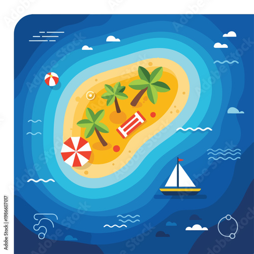 A serene island getaway with palm trees