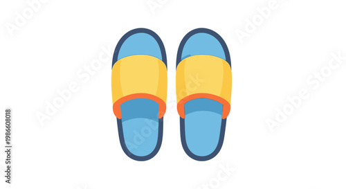 Comfortable blue and yellow open-toed slippers for casual wear