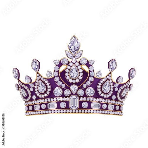 A purple crown adorned with clear gems