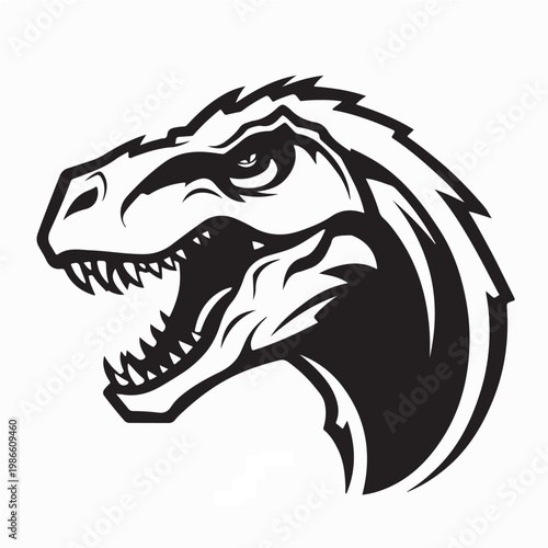 Cuadro en lienzo Ancient Raptor Dinosaur Vector Illustration On White Background