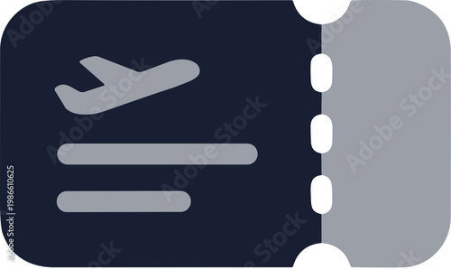 Flat Design Airplane Travel Ticket with Tear Off Stub Illustration